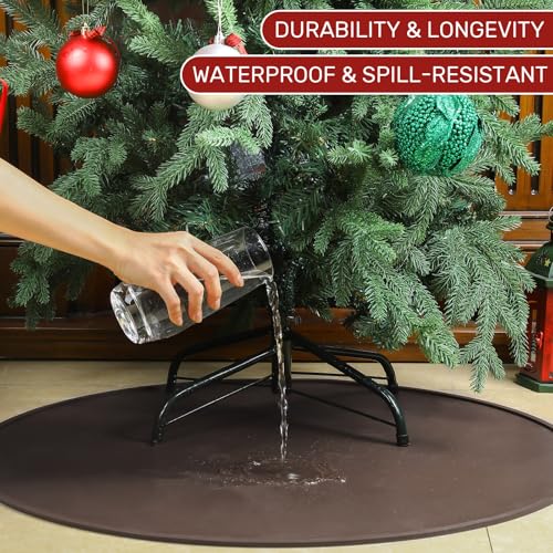 Timgle Silicone Christmas Tree Stand Mat 28 Inch Brown - Floor Protector & Non-Slip Base