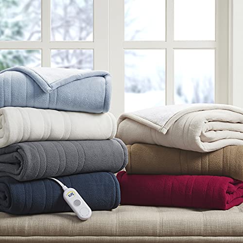 Reversible Fleece to Sherpa Heated Throw Blanket with 5 Heat Settings