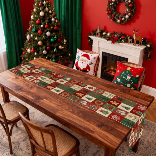 Baccessor Red Green Buffalo Plaid Christmas Table Runner 13x90 Inches Holiday Decor