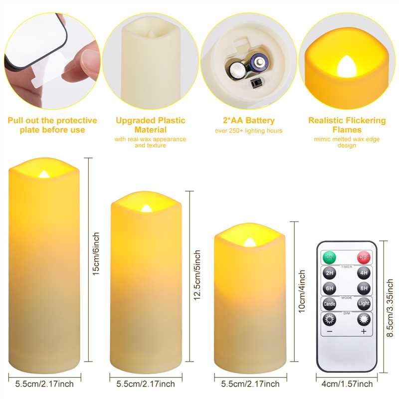Kneeife Classic 24 Pack Flickering Flameless LED Candles Waterproof Remote Control, Warm White for Home & Holiday Decor