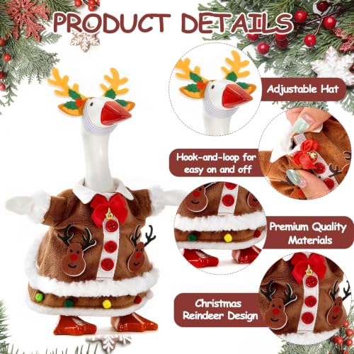 YGEINIT Christmas Deer Goose Outfit for 7 Inch Desk Decorations, Holiday Costume Accessories