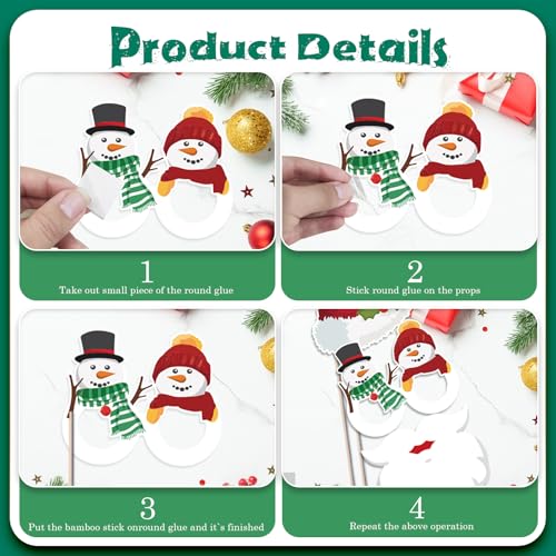 Pedel 31Pcs Christmas Photo Booth Props Kit for Xmas Holiday Party - Includes Wooden Sticks & Glue Dots