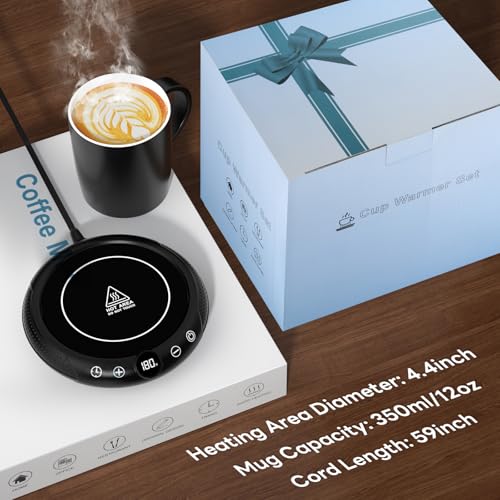 Electric Coffee Mug Warmer with 8 Temperature Settings & Auto Shut-Off – Desk Beverage Heater for Coffee, Tea, Water, Milk & Cocoa – GNIYUIX