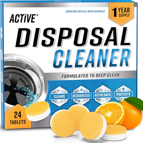 ACTIVE Garbage Disposal Cleaner and Deodorizer Tablets - 24 Pack XL Foaming Fresh Citrus Sink Freshener