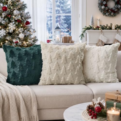DFXSZ Green Christmas Tree Pillow Covers 26x26 Set of 2 Holiday Decor