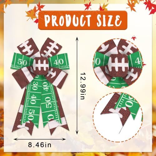 American Football Wreath Bows 2-Pack - Burlap Sports Farmhouse Decor