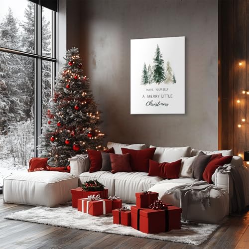 B.B.F MAKE Christmas Trees Wall Art Canvas - 16x20 Inch Rustic Holiday Decor