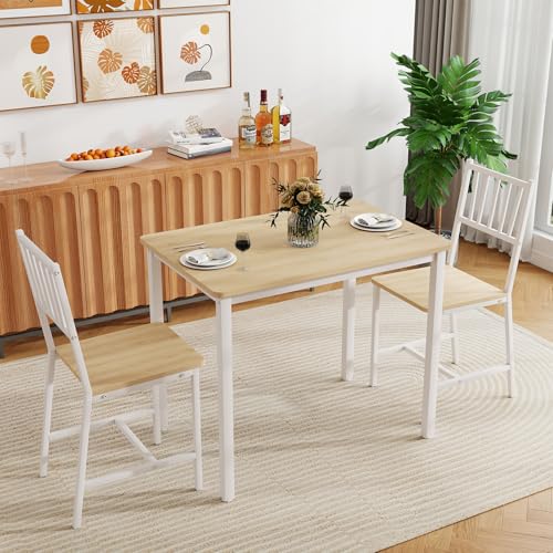 3-Piece Small Space Dining Table Set for 2, Modern Breakfast Nook Furniture