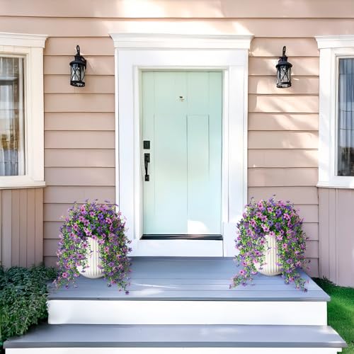 Artificial Outdoor Hanging Flowers - 2 Pack UV-Resistant Faux Silk Daisies