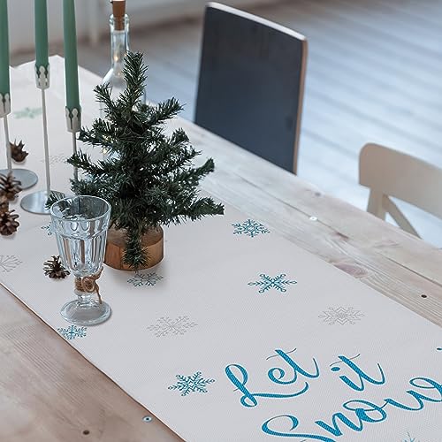 Christmas Snowflake Table Runner 72x13 Inches for Holiday Decor