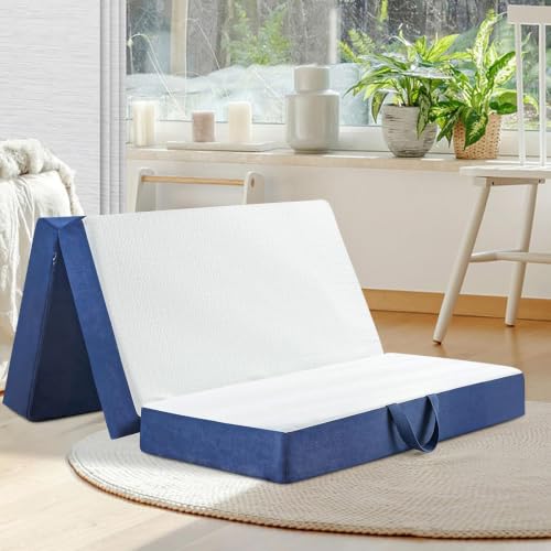 6-Inch Memory Foam Tri-Fold Mattress - Full Size Portable Guest Bed