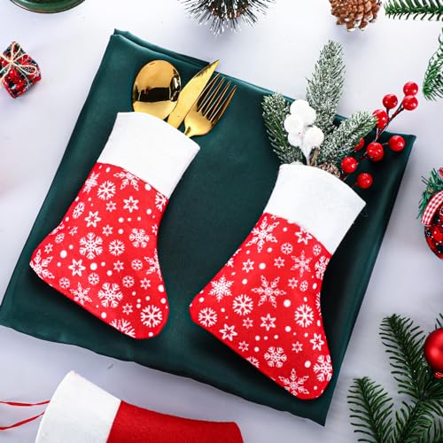Hoosige Red Mini Christmas Stockings Bulk 6.7in for Holiday Decor, Pack of 60