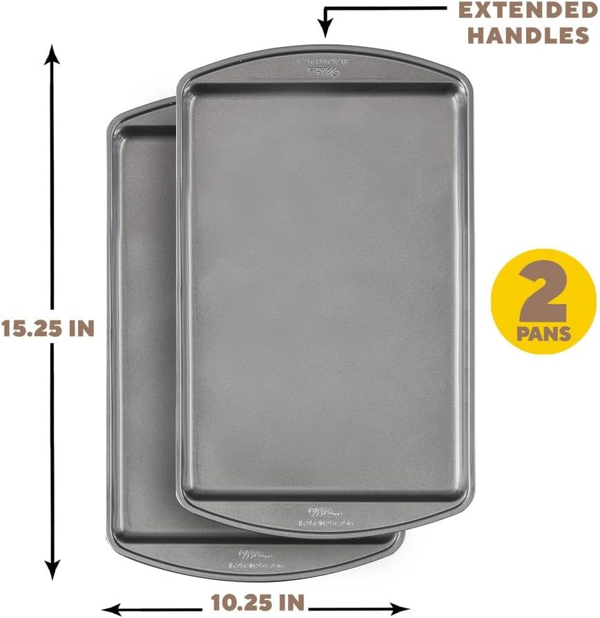 Wilton Perfect Results Nonstick Cookie Baking Sheets Set - 15 x 10 in, 2-Piece Steel Bakeware, Scratch-Resistant & Dishwasher Safe
