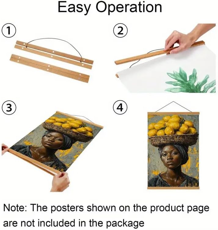 Skiennix Magnetic Poster Hanger Frame - Teak Wood Design for 20x24, 20x28, 20x30 Posters | Perfect for Wall Art & Decor