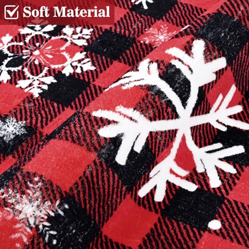 FRAMICS Christmas Area Rug 3x5 ft Red Snowflake Buffalo Plaid Non Slip Washable for Living Room, Bedroom, Kitchen