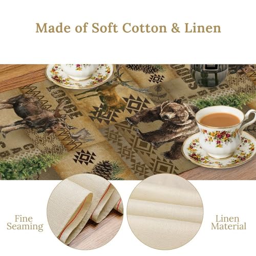 GARSYDAM Rustic Cabin Table Runner 13x72 inches - Farmhouse Deer & Forest Decor - Tr-rustic02