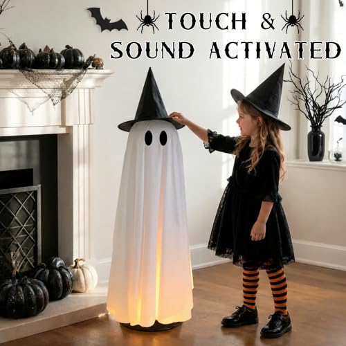 46.5" Lighted Animated Floating Ghost - Touch & Sound Activated Decor