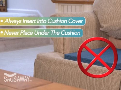 SagsAway 2Pk of Large 1.5in Thick Cushion Inserts for Support of 2 Saggy Seats. Military Grade Foam to Add Thickness and Delay Replacing Sofa, Measure for Size to Fit in Cover