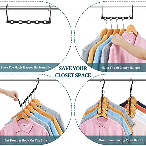 6 Pack Space Saving Hangers Heavy Duty Black Closet Organizers