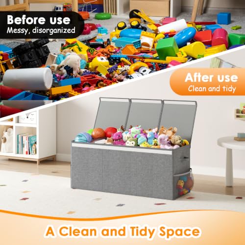 150L Extra Large Toy Storage Chest with Lid - Foldable Organizer Bin