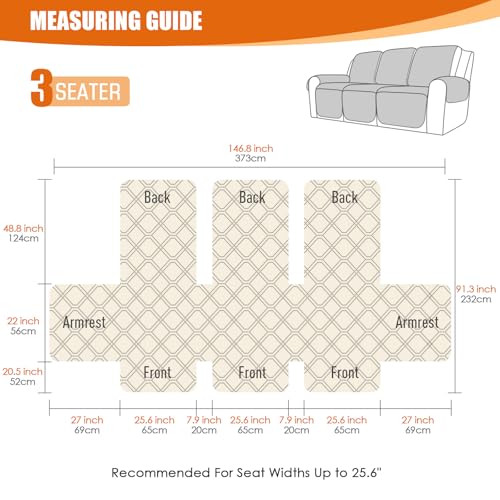 Waterproof Recliner Couch Cover for 3-Seater Sofa - Dark Gray