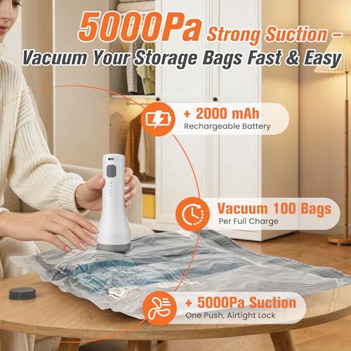 Vacuum Storage Bags with Cordless Pump 15 Pack Space Saver for Travel