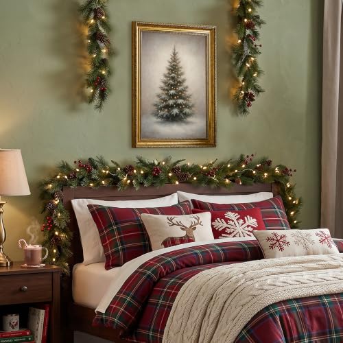YBNBQG Christmas Tree Vintage Winter Snow Framed Canvas Wall Art 16x24 in - 24L x 16W