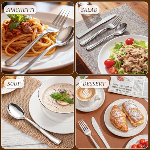 WDF Silver Plastic Silverware Set 300 Pieces - Heavy Duty Disposable Cutlery for Party & Wedding - Modern Silver