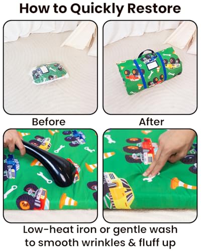 Toddler Nap Mat with Attached Pillow and Blanket for Daycare and Travel