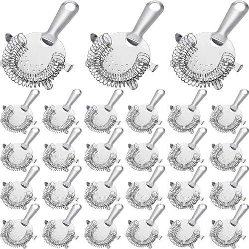 27 Pack Stainless Steel Cocktail Strainers - 6-inch Bar Tool for Bartenders & Mixologists