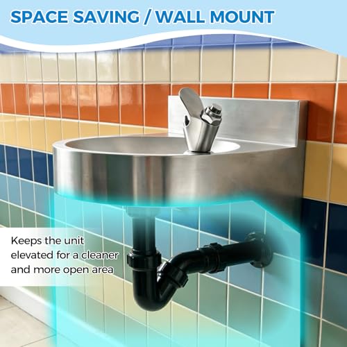 Wall Mounted Stainless Steel Drinking Fountain with Faucet, Compact 11-Inch Basin for Indoor/Outdoor Use