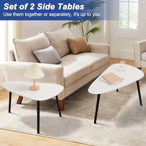 Triangle Nesting Coffee Table Set of 2, Modern Space-Saving Side Tables