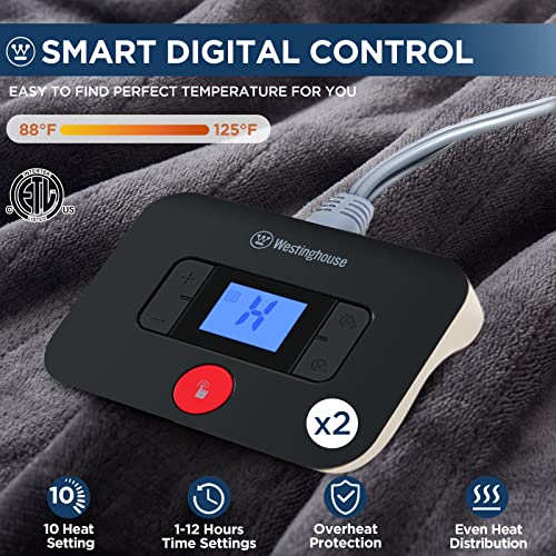 King Size Electric Heated Blanket - Soft Flannel, 10 Heat Settings