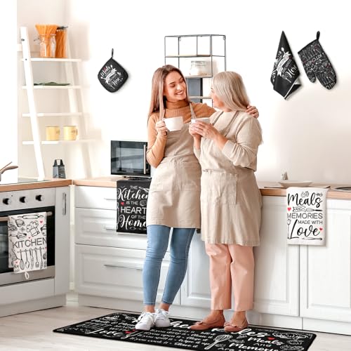 10-Piece Farmhouse Kitchen Decor Set: Oven Mitts, Pot Holders, Towels & Mats