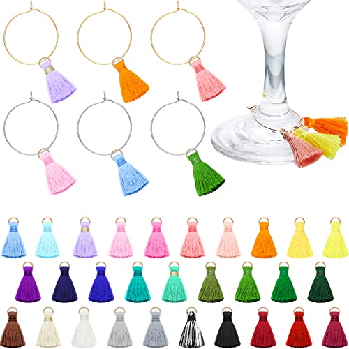 Yingzhao 88 Pcs Wine Glass Charms Set with Tassels & Rings for Stemware