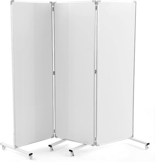 AmazingSpark Mobile Magnetic Whiteboard - 3-Section Portable Dry Erase Board with Stand & Wheels | 72" H x 24" W
