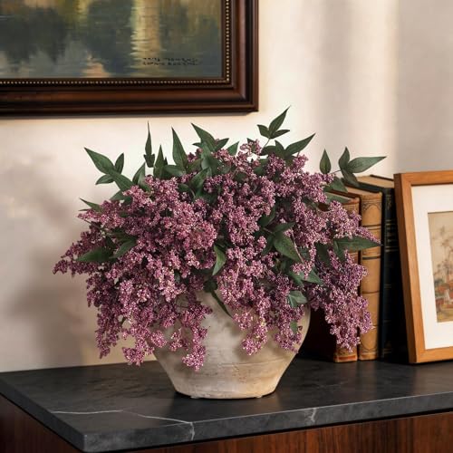 17" Artificial Nandina Berry Stems - 6 Pack Dusty Plum Decor