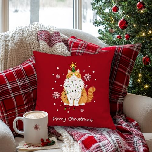 GDJIEGBC Funny Orange Cat Christmas Pillow Cover 18x18 P — Seasonal Home Decor