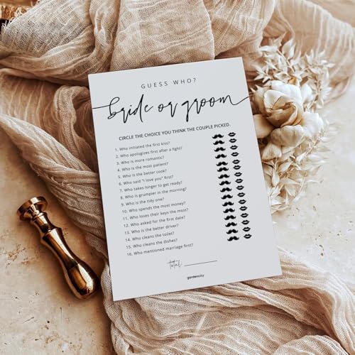 GardenCity Guess Who Bride or Groom? Bridal Shower Games for 50 Guests - Minimalist Design