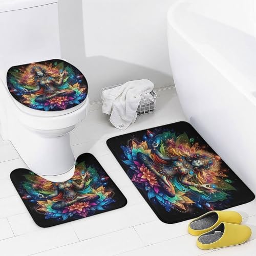 Bohemian 4-Piece Bathroom Set with Waterproof Shower Curtain & Bath Mats