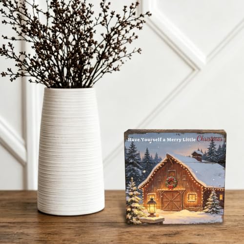 Christmas Barn Rustic Farmhouse Winter Wood Desk Sign Decor - Have Yourself a Merry Little Christmas (SOW27) - SunyJone