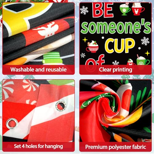 Be Someone’s Cup of Cheer Christmas Door Banner – 78.7 x 35.4 in Fabric Backdrop