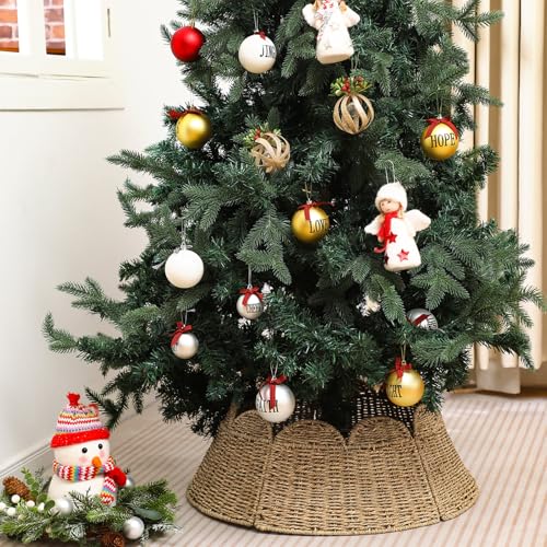 24-Inch Woven Rattan Christmas Tree Collar Farmhouse Style