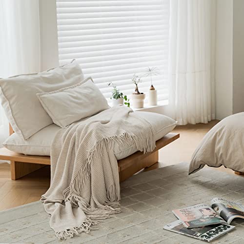 lifein Chenille Throw Blanket 50x60 - Soft Boho Knitted Blanket for Couch