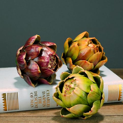 Small Artificial Artichoke Decorative Vegetable Prop, 3-Piece Set