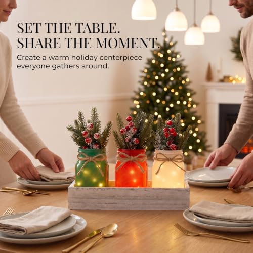 YSNN Christmas Mason Jar Centerpiece with LED Fairy Lights – Jar-christmas Variant