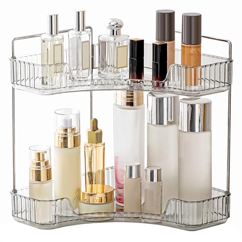 2-Tier Corner Bathroom Counter Organizer, Makeup and Skincare Vanity Shelf