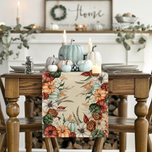 Artoid Mode 13x72 Inch Fall Table Runner Beige Polyester Home Decor