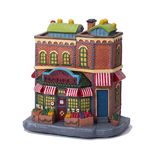 Lighted Christmas Village Market House - Polyresin Building with Timer