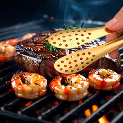 6 Pcs Stainless Steel Ice Tongs - Gold Mini Appetizer & Buffet Serving Clips